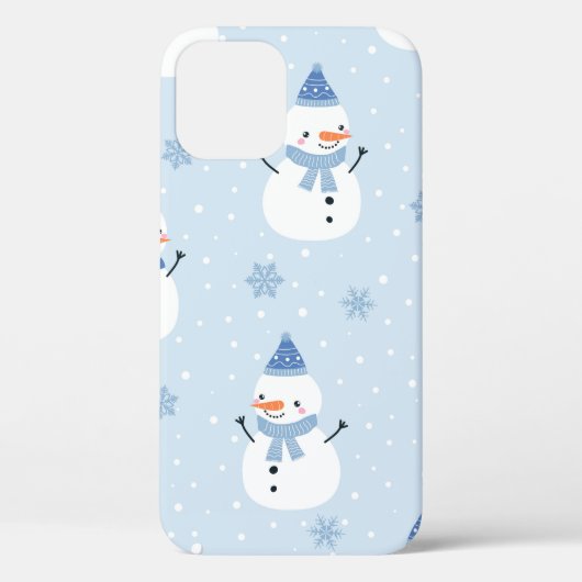 雪だるまの継ぎ目のない模様，冬の背景，冬  Case-Mate iPhoneケース (裏面)