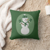 雪だるまの緑のクリスマス クッション (ブランケット)