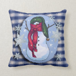 雪だるまの緑の帽子 クッション