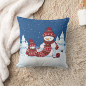 雪だるまの編み物 クリスマス マフラー クッション (ブランケット)