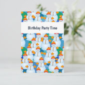 雪だるまの誕生日招待状 招待状 (スタンド正面)