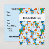 雪だるまの誕生日招待状 招待状 (正面/裏面)