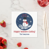 雪だるまの赤の個人用設定 スタンダードカクテルナプキン (インサイチュ)