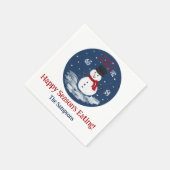 雪だるまの赤の個人用設定 スタンダードカクテルナプキン (角)