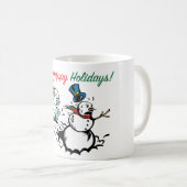 雪だるまの追跡の幸せな休日のマグ コーヒーマグカップ (正面右)