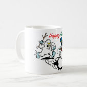 雪だるまの追跡の幸せな休日のマグ コーヒーマグカップ (正面左)