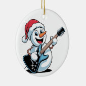 雪だるまの遊エレキギターサンタクリスマス セラミックオーナメント (右)