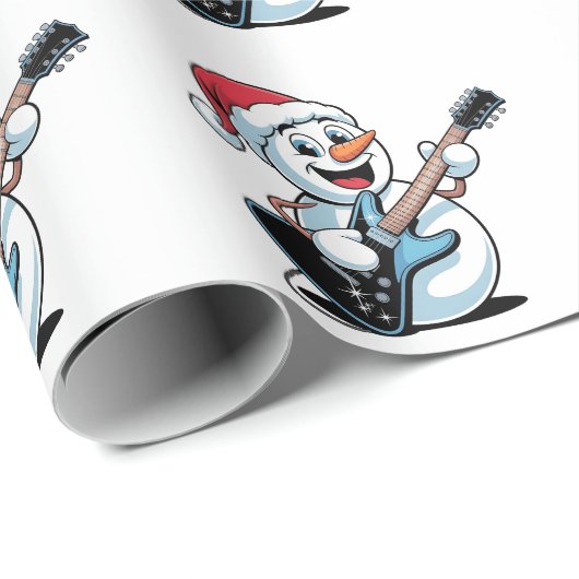 雪だるまの遊エレキギターサンタクリスマス ラッピングペーパー (ロールコーナー)