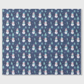 雪だるまの雪の木のクリスマスモダン ラッピングペーパー (フラット)