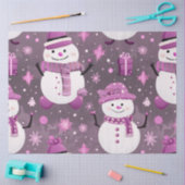 雪だるまの雪の結晶ギフトパープルグレークリスマス 薄葉紙 (クラフト)