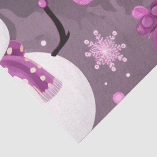 雪だるまの雪の結晶ギフトパープルグレークリスマス 薄葉紙 (詳細)