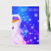 雪だるまの雪の結晶 青い 魔法のクリスマス カード (正面)