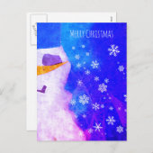 雪だるまの雪の結晶 青い 魔法のクリスマス シーズンポストカード (正面/裏面)