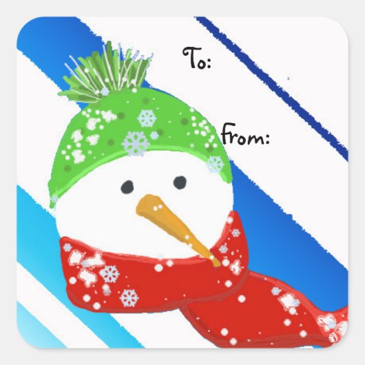 雪だるまの雪まみれ スクエアシール (正面)
