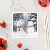 雪だるまの雪合戦 スタンダードカクテルナプキン (インサイチュ)