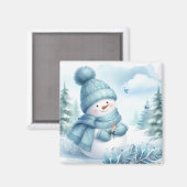 雪だるまの青いワンダーランド マグネット (正面/裏面)