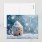 雪だるまの面白いクリスマスマグ ポストカード (正面/裏面)