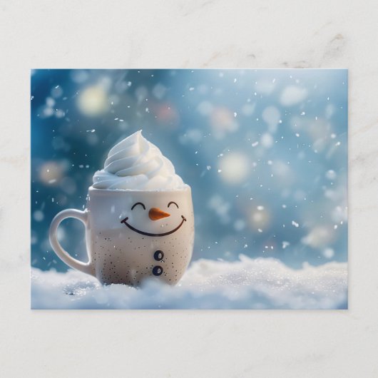 雪だるまの面白いクリスマスマグ ポストカード (正面)