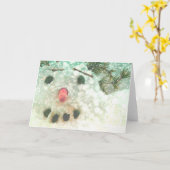 雪だるまの顔が光る かわいい冬 カード (黄色い花)