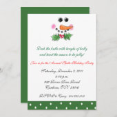 雪だるまの顔の休日の招待状 招待状 (正面/裏面)