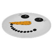 雪だるまの顔の円形のガラスまな板 カッティングボード (角)