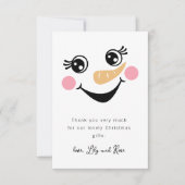 雪だるまの顔の子供たち クリスマス サンキューカード (正面)