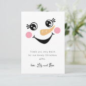 雪だるまの顔の子供たち クリスマス サンキューカード (スタンド正面)