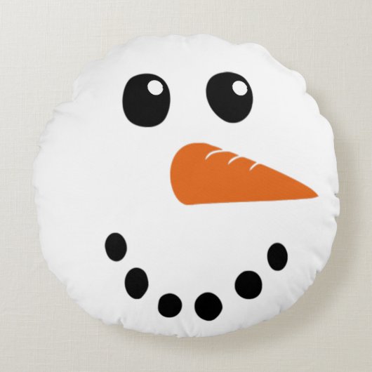 雪だるまの顔 ラウンドクッション (正面)