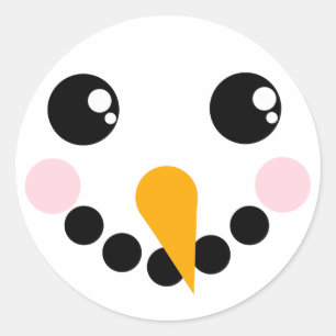 雪だるまの顔 ラウンドシール