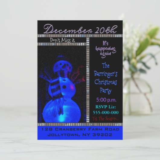 雪だるまの騎士クリスマスパーティの招待状 招待状 (スタンド正面)