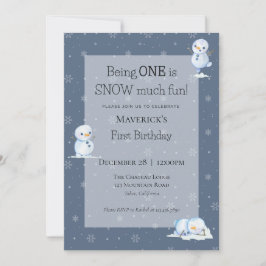 雪だるまの1歳誕生日パーティー招待状 招待状