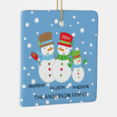 雪だるまの3つ飾りのかわいい家族 セラミックオーナメント (右)