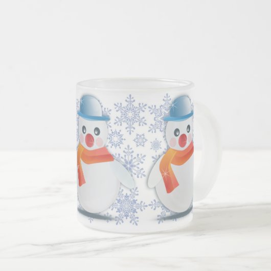 雪だるまのemoji フロストグラスマグカップ (正面右)