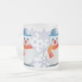 雪だるまのemoji フロストグラスマグカップ (正面左)