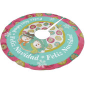 雪だるまのFeliz Navidadの休日の木のスカート ブラッシュドポリエステルツリースカート (アングル)