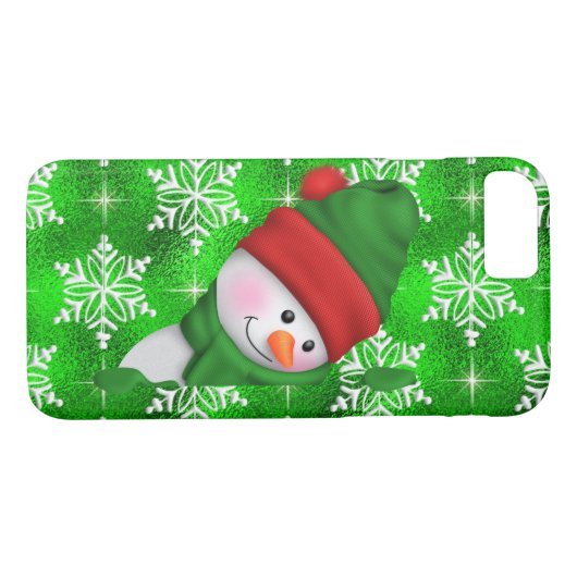 雪だるまのiPhone 7の場合をやっとそこにかいま見ること Case-Mate iPhoneケース (裏面(横))