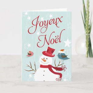 雪だるまのJoyeux Noëlのクリスマスカード シーズンカード
