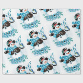 雪だるまはそれが光沢のある包装紙漫画の雪が降るようにしました ラッピングペーパー (フラット)