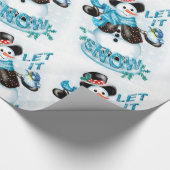 雪だるまはそれが光沢のある包装紙漫画の雪が降るようにしました ラッピングペーパー (角)