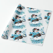 雪だるまはそれが光沢のある包装紙漫画の雪が降るようにしました ラッピングペーパー (アンロールド)