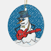 雪だるまはサングラスをはいて、ハ遊ッツアギター セラミックオーナメント (左)