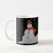 雪だるまは夜雪。 コーヒーマグカップ (左)