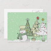 雪だるまは幸せな休日を望みます シーズンポストカード (正面/裏面)