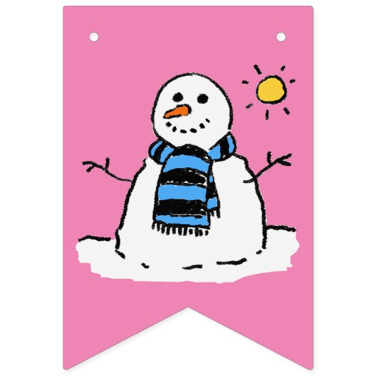 雪だるまは晴れた冬の日のクリスマス バンティングフラッグ (第2の旗)