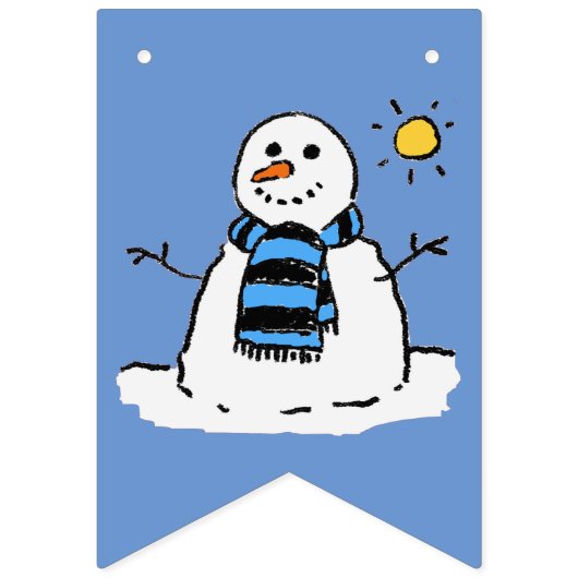 雪だるまは晴れた冬の日のクリスマス バンティングフラッグ (第1の旗)