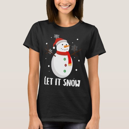 雪だるまは雪かわいいクリスマス冬の休日 Tシャツ (正面)