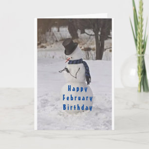 雪だるまは**ハッピー二月誕生日**カード カード