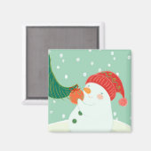雪だるまぶら下がったは木にオーナメントがある マグネット (正面/裏面)