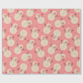 雪だるまよくはしゃぐクリスマスパターン ラッピングペーパー (フラット)