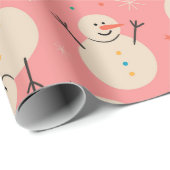 雪だるまよくはしゃぐクリスマスパターン ラッピングペーパー (ロールコーナー)